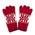 Mittens Knitted Warm Mittens With Bright Red Characteristic Pattern