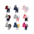 Infant Long Sleeve 3 Piece Newborn Clothing Baby Pants Hooded Jacket Romper Full Zip Up Hoodie Suits Clothes Set