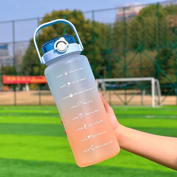 large capacity plastic motivational fitness sport water bottles