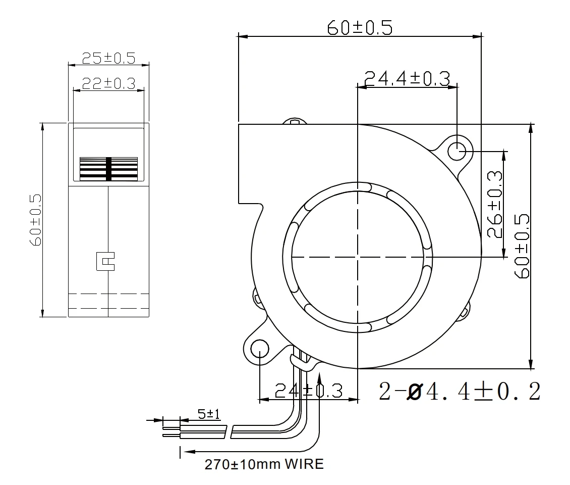 Blower, 60x60x25, 60mm, 5V, 12V - detail 2