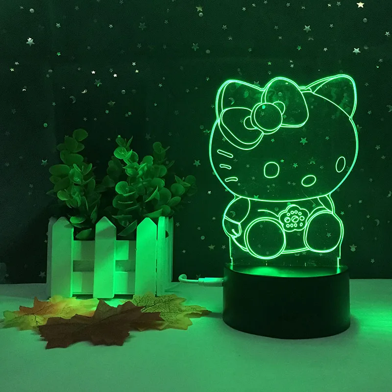 HELLO KITTY 3D Acrylic LED 7 Colour Night Light Touch Table Lamp 