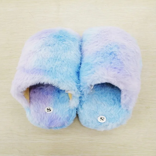 Women winter fashion plush indoor slippers with fur for comfortable bedroom shoes