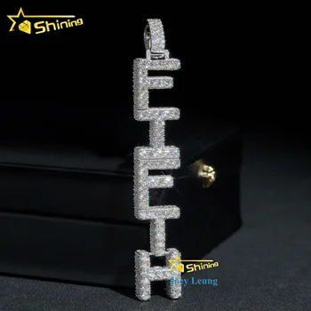 Custom Iced Out Fine Jewelry 925 Sterling Silver Gold Plating VVS Diamond Necklace Letter Name Moissanite Pendant Hiphop
