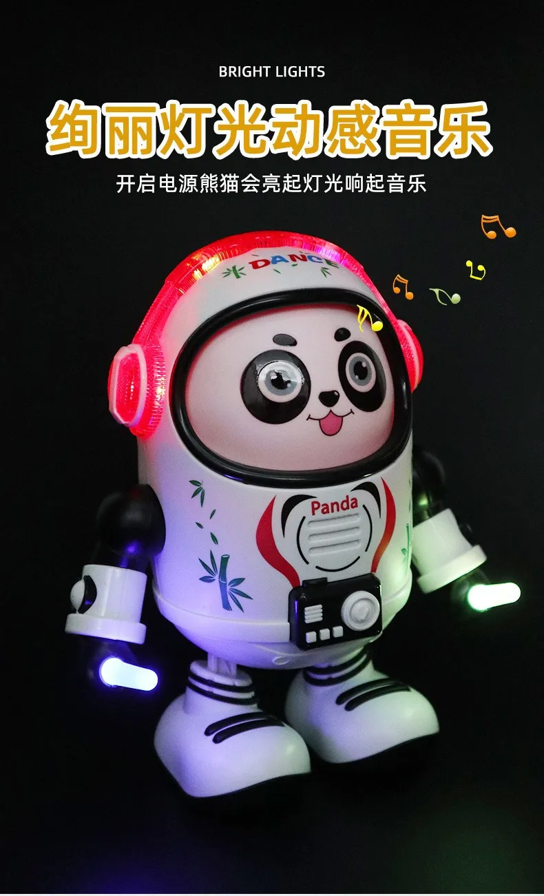 Dancing Robot Singing and Dancing 360 Electric Outer Space Astronauts Panda with Rotating Light