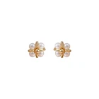 Best Selling S925 Sterling Silver Small Daisy Flowers Natural Freshwater Pearl Stud Earrings Set For Women