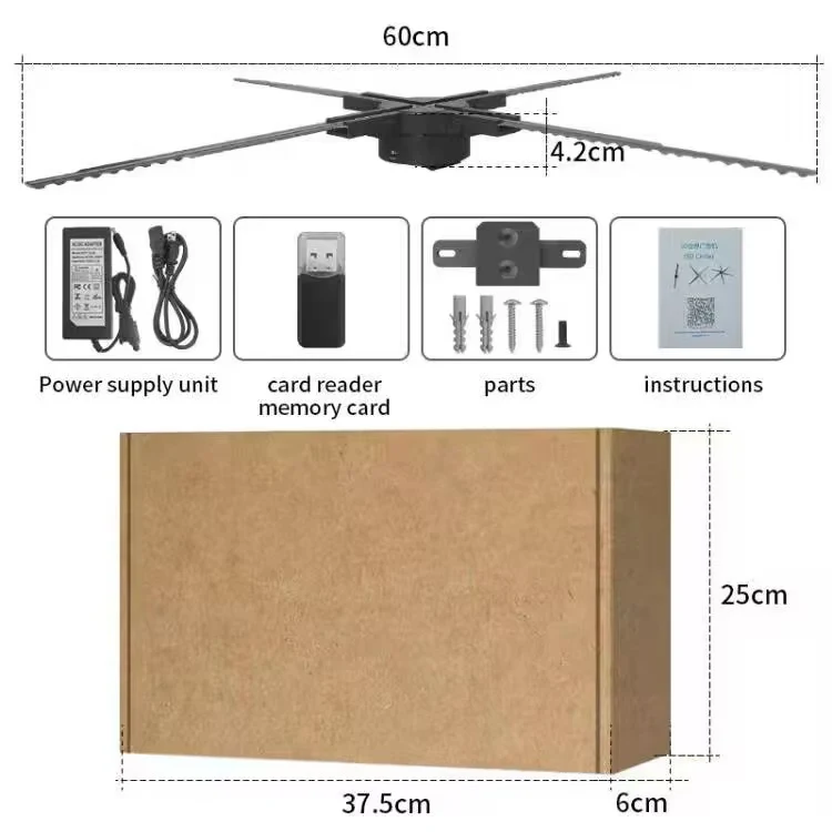 Mobile App Control 60cm Holographic Fan 3d Hologram Projector HD Good Advertising Animation Wall 3D Hologram Fan - Image 17