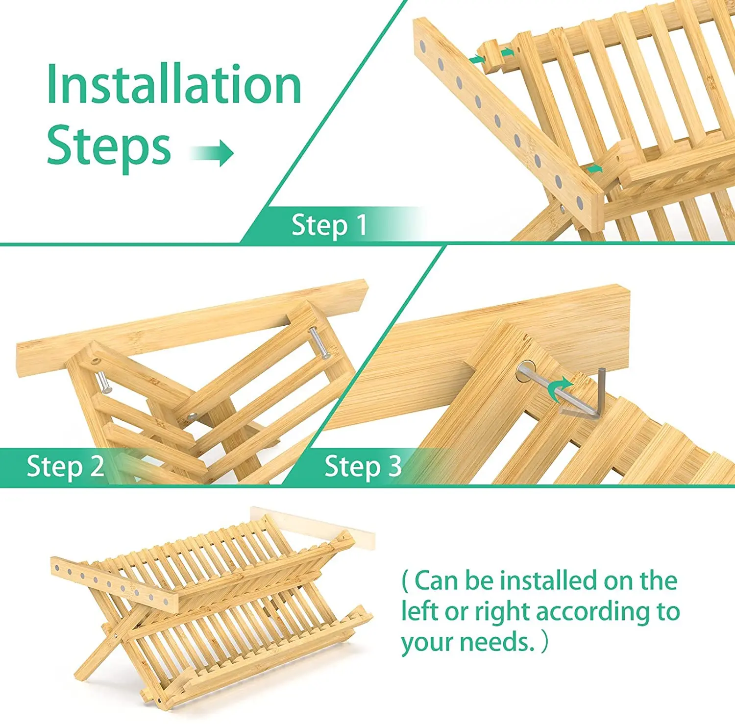product wholesale bamboo 2 tier dish drainer collapsible kitchen dish storage rack dish rack drainer-1