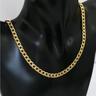Chain Steel 5MM Cuban Link Chain Stainless Steel Necklace Gold Filled Tone Punk Hip Hop Men Jewelry