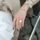 Natural Rings 925 Silver With 18k Gold Plated Natural Shell Big Statement Signet Rings