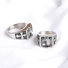 Crystal Ring Cross Texture Vintage Court Style Stone Crystal Inlaid Casting Stainless Steel Crystal Stone Ring