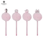 Pink Pink Animates Pen Novelty Cute Cartoon Ball Pen Pink Furry Animal Fancy Bling Detachable Ballpoint Pen