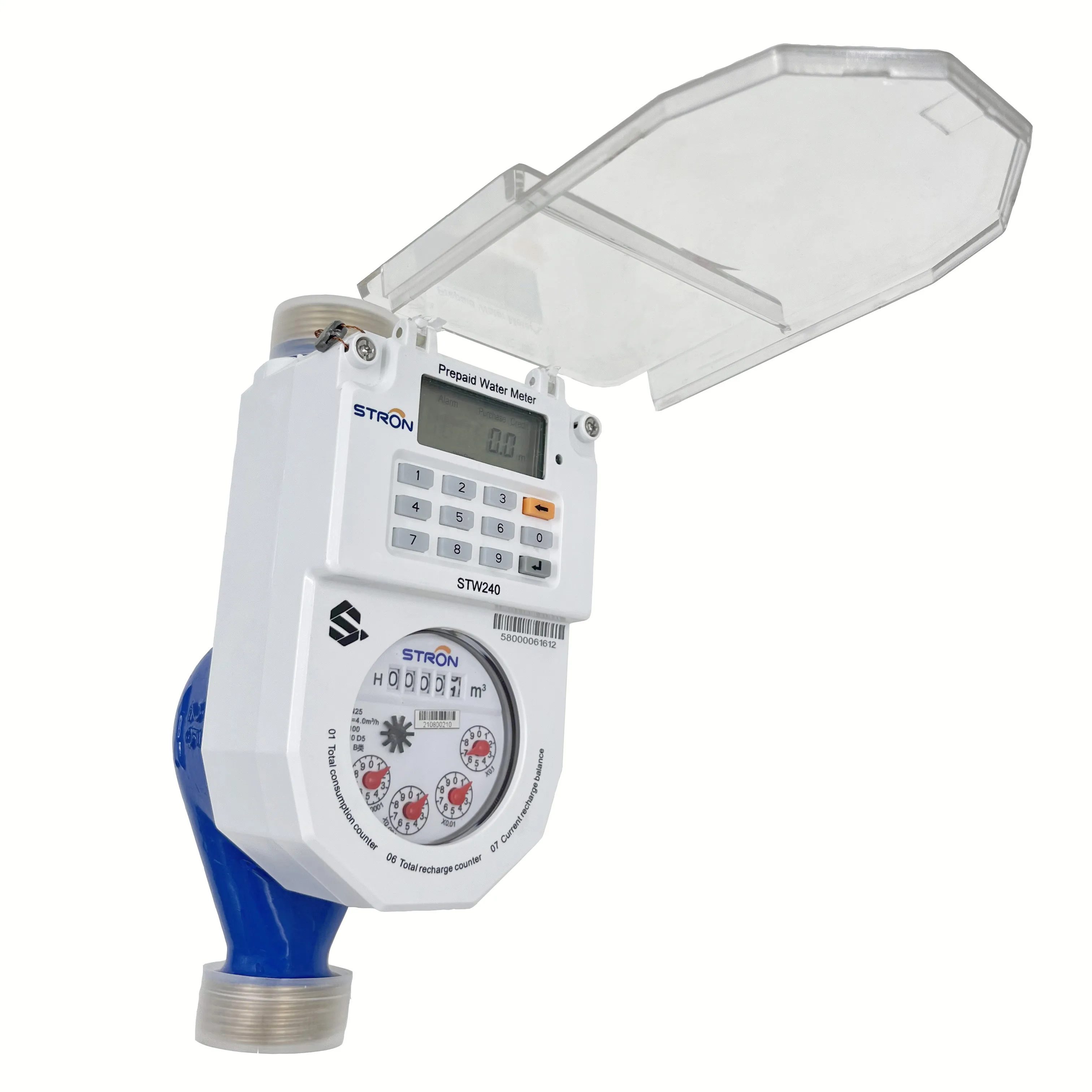 RS485 Communication Protocol Body Sensitive Prepaid Water Meter with 16 Bar Maximum Working Pressure and Lithium Battery