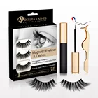 False Magnetic Eyeliner Accept 10 Magnets Eyelashes Set 3D Magnetic False Eyelashes With Tweezers And Eyeliner