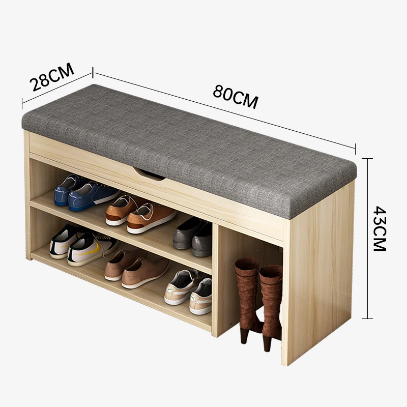 Wooden Padded Cushion entryway shoes bench with Flip Top Storage Space