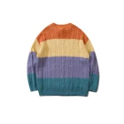 Knit Sweater Custom Men's Cable Knit Colorful Crew Neck Loose Long Sleeve Pullover Sweater