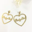 Hoop Ironiron Earrings Hoop BSCI Manufacture Factory Fashion Gold Plated Babygirl Heart Shape Letter Hoop Earring For Women