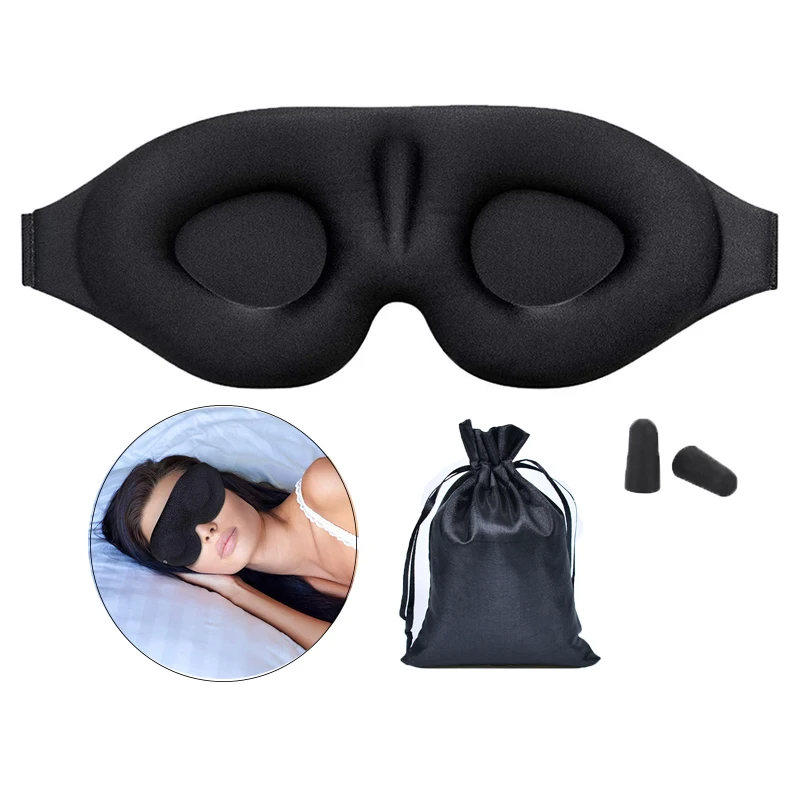 3D Contoured Cup Eye Mask For Sleeping /& Blindfold With Ear Plug For Women /& Men