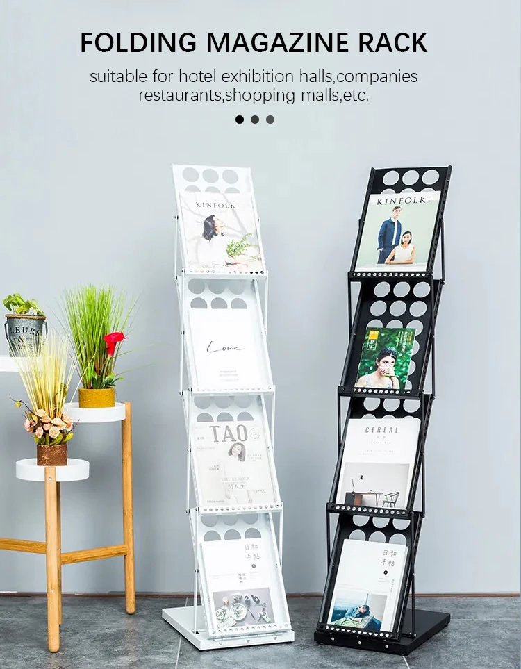 Wholesale A4 Brochure Stand Holder Floor Display Stand Rack Metal Tall