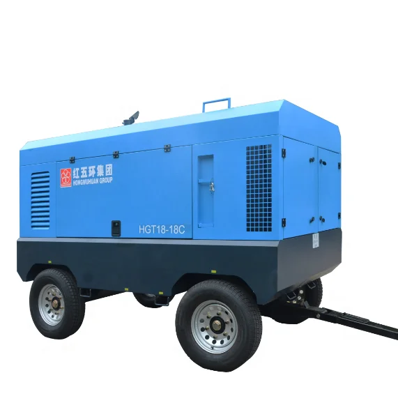 Hongwuhuan HGT18-18C 18m3/min700cfm 18 bar China diesel screw portable air compressor 157 kw for water well drill rig