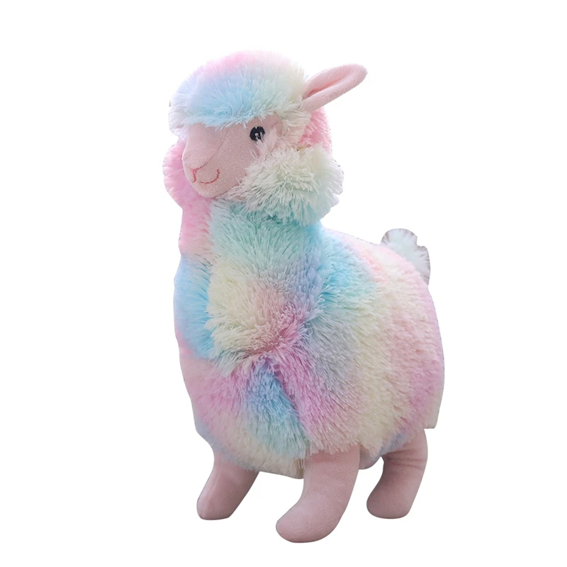 Rainbow Plush Alpaca Stuffed Animal Toy Colorful Doll Cute Soft Gift for Kids 