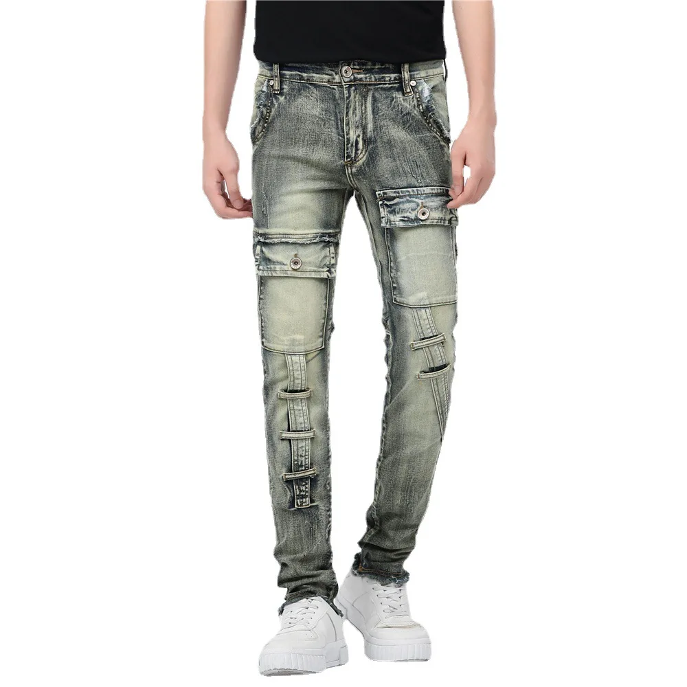 Liluo Style Jeans For Men Strap Biker 