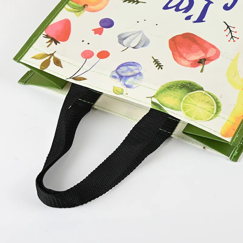 product reusable packaging laminated non woven shopping tote bag with custom logo letter pattern shoulder strap-14
