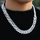 Silver Jewelry Baguette Chain Trendy Fashion Baguette CZ Diamond 925 Sterling Silver Men Chain Jewelry 925 Customized