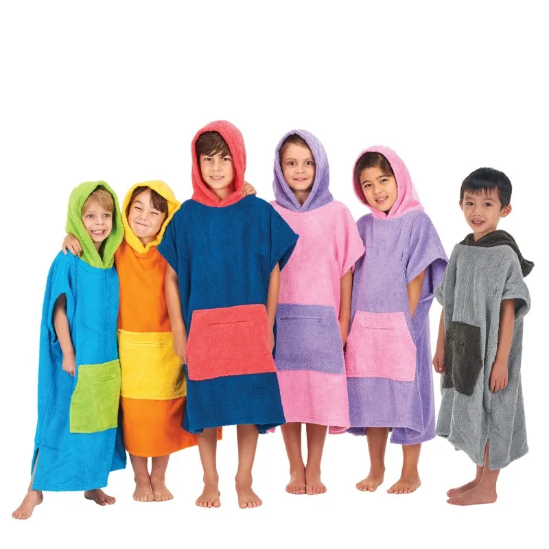 Custom kids hooded bath towel beach surf poncho