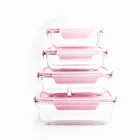 Color Lid Buckle Single Layer Design Baby Glass Lunch Box Microwave Oven Heating Safety
