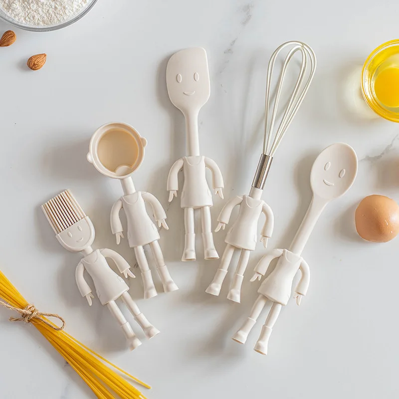 Customized Cute Fun Human-shaped Silicone Baking Tools Creative Cartoon Baking Silicone Spatula Cookware Set
