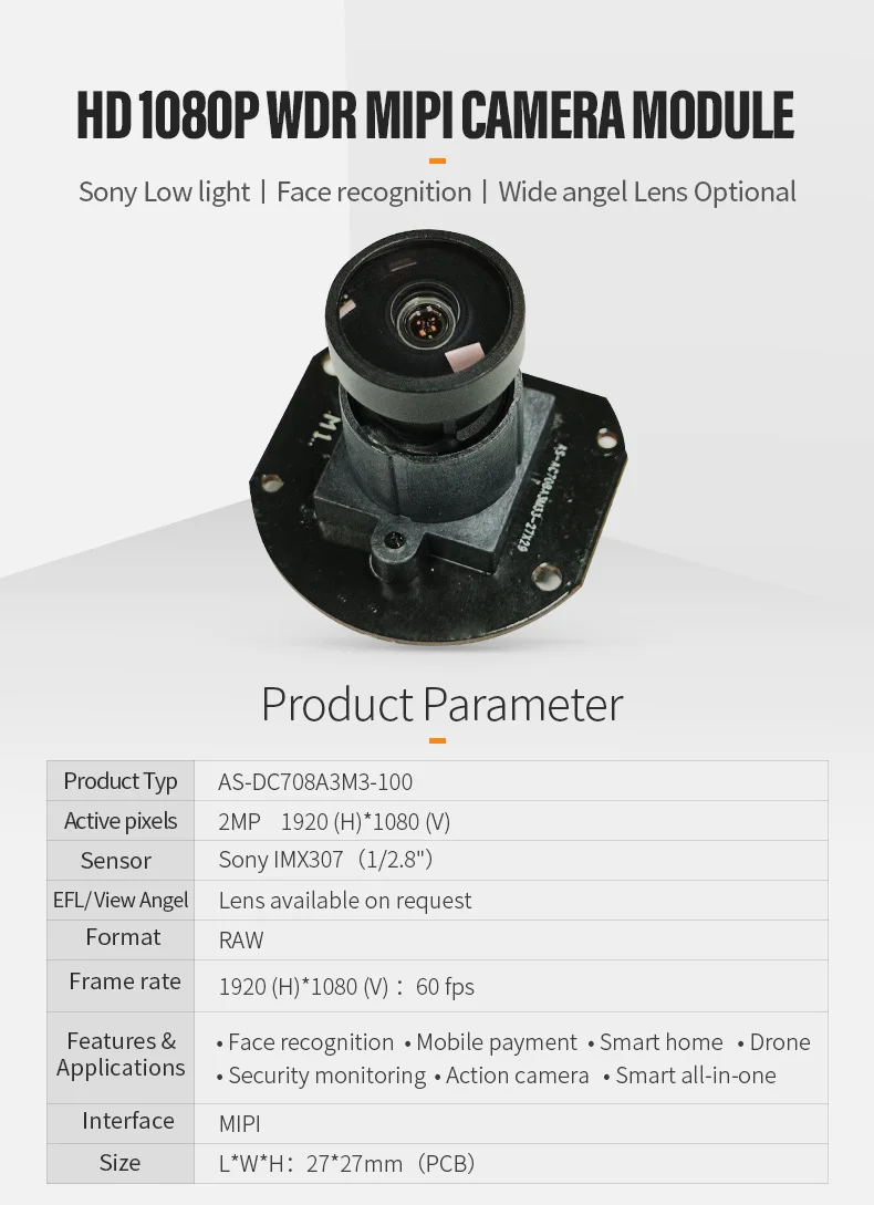 DGZX HD 1080P Android IMX307 Starvis Low Light Sensor Webcam Mini Mipi Camera Module HDR Backlight Shooting插图 DGZX HD 1080P Android IMX307 Starvis Low Light Sensor Webcam Mini Mipi Camera Module HDR Backlight Shooting插图