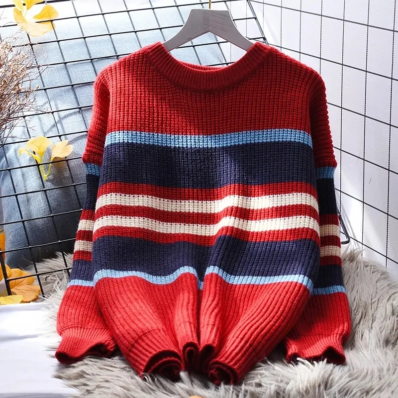 Women's 2024 Winter Pullover Sweater Casual Long Sleeve Crewneck Loose Chunky Knit Jumper Tops Blouse