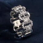 Cubic Zirconia Brass With Cubic Zirconia Square Iced Out Crystal Rhinestone Ladies Wedding Rings