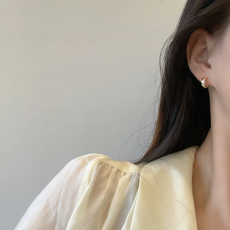 exquisite simple diamond three-piece set earrings women temperament Fashion earring sense of luxury earrings