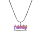 Titanium HOT Personalited Hip Hop Colorful Necklace Flame Pendant Titanium Steel Jewelry Necklace For Unisex