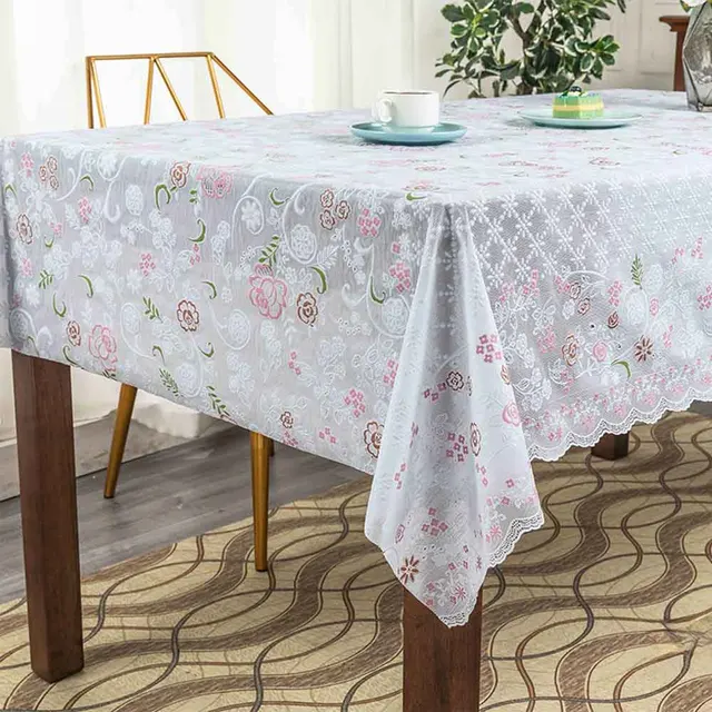 Boen Lace Tablecloths Modern white floral Printed Plastic Tablecloth