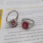 Ring Ruby Big Diamond Ring First Lady Lover Christmas Gift Cubic Zircon Ruby Gem Ring