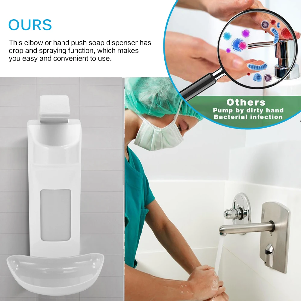 Customized High-quality ABS Elbow Dispenser, Elbow Press Soap Dispenser Wall Mounted & Elbow Soap Dispenser Stainless Steel Pump