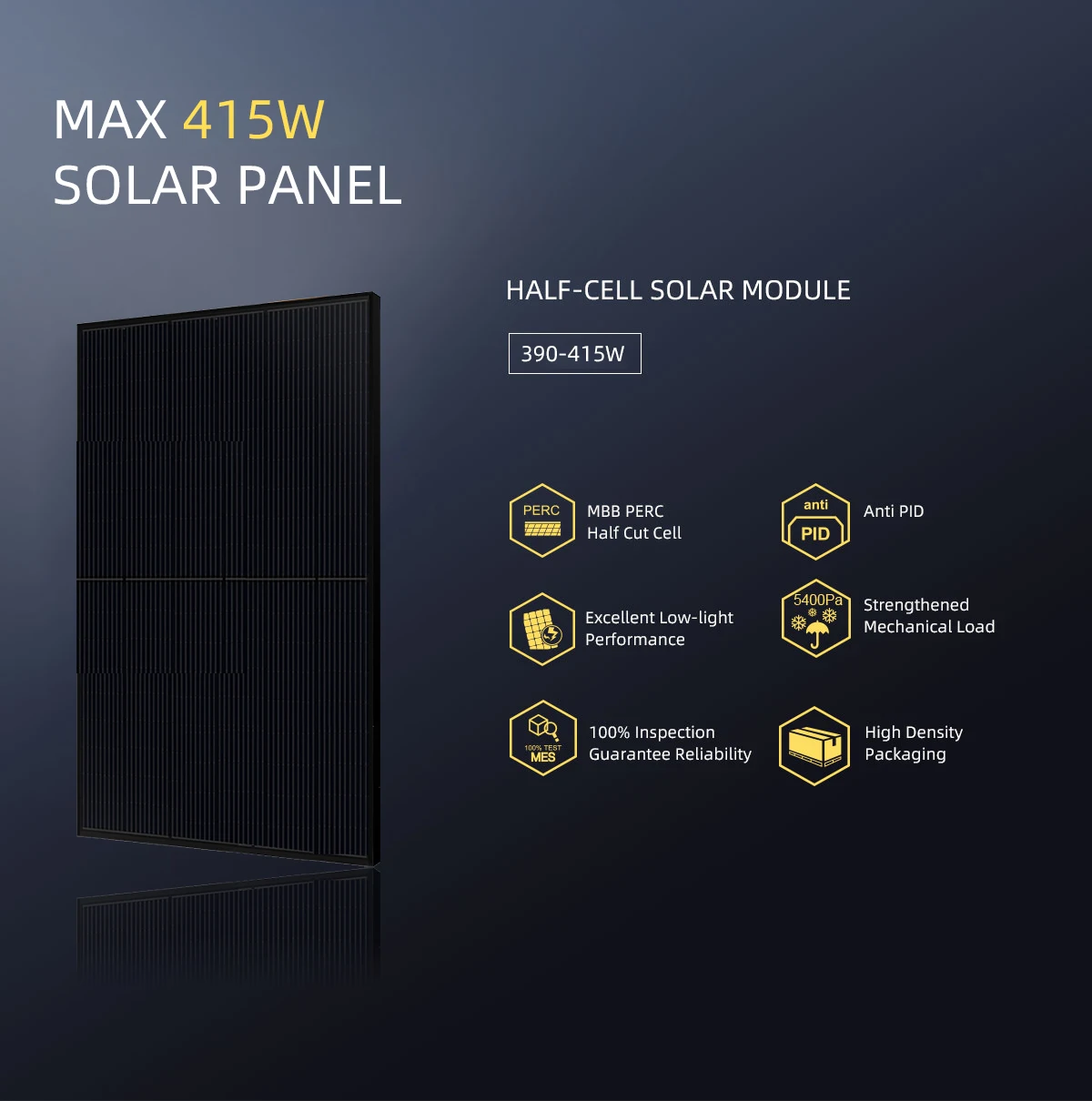 W W W W W All Black Monocrystalline Bifical Solar Panel