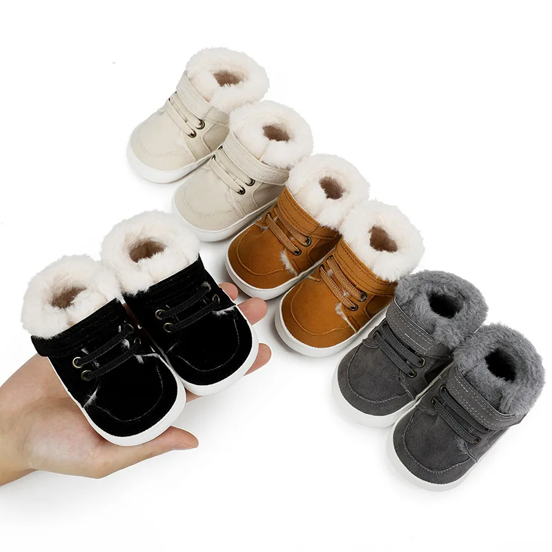 New Arrival Add Plush Fur Design Winter Baby Toddler Warm Shoes 2022 Christmas Baby Shoes for Boys and Girls details