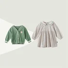 Girls Girls Soft Cardigan Sweater Lapel Dress Kids Dress Set Kid Vintage Fall Dress