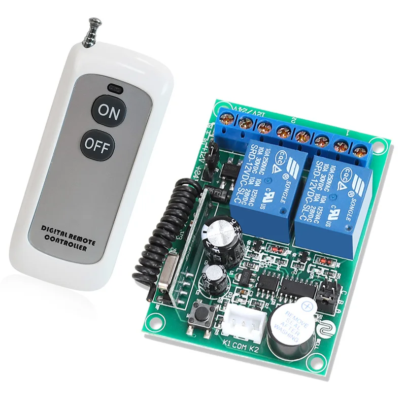 24V 1-Channel Relay Switch 433M Module Remote Control 2-Button Controller 