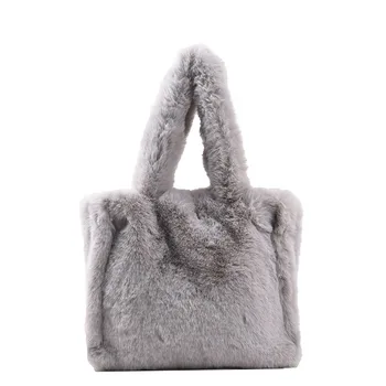 Large Fluffy Tote Bag for Women Plush Handbag Tote Purse Furry Hobo Bag Soft Plush Bag for Autumn Winter
