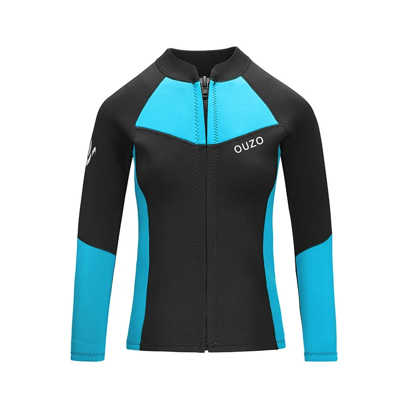 New 1.5mm Sun Protection Dive Swimsuit Women Long Sleeve Diving Surfing Wesuits Split Top Jacket