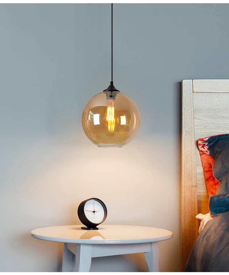 Vintage Industrial Glass Shade Loft Pendant Light E27 Retro Indoor Lighting restaurant dinning room