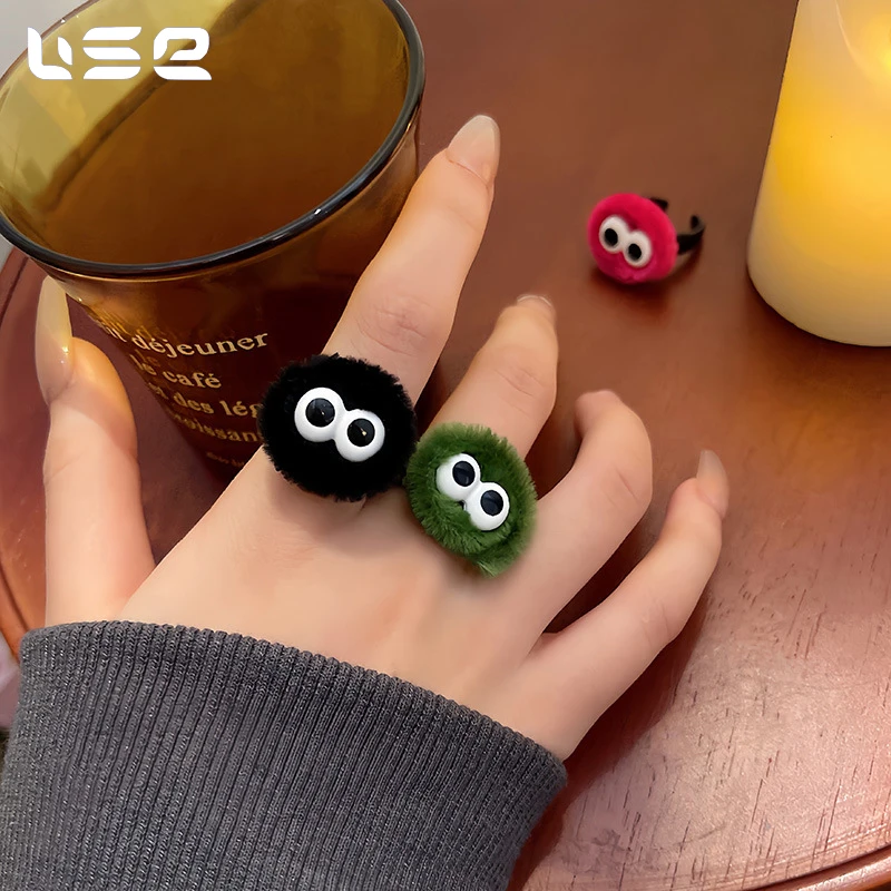 Autumn and winter styles lovely funny personalized plush fashion jewelry rings for women