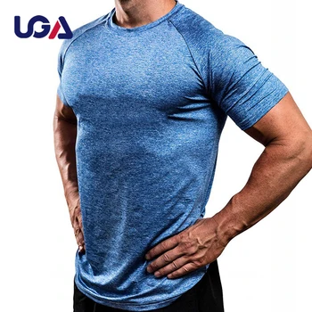 Fast Dry Gym High Elastic Athletic T Shirts Plain Short Sleeve Muscle Basketball Sports Breathable Men Training T Shirt