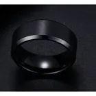 Design Black Ring Rings Anti-Allergy Smooth Simple Design 8mm Titanium Steel Black Finger Ring Mens Rings