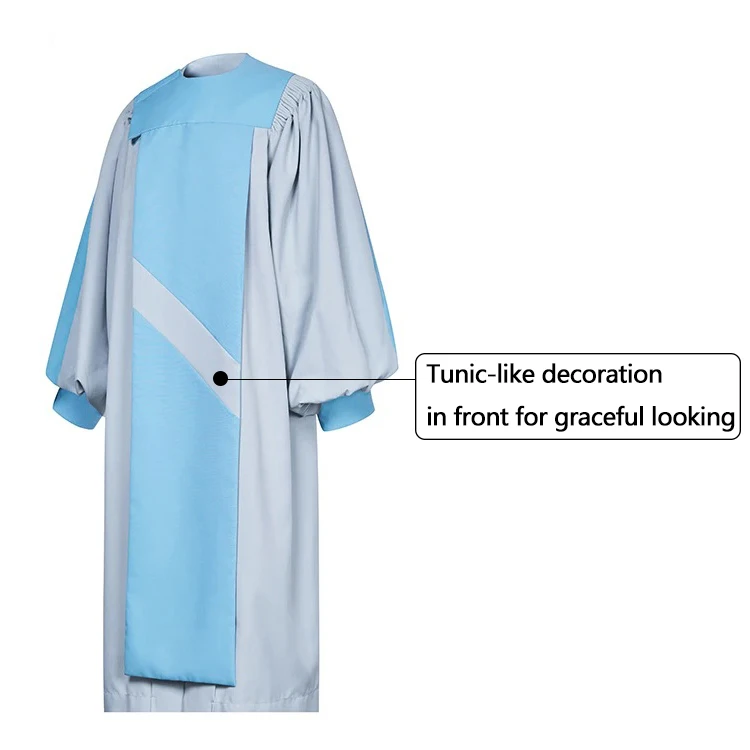 Custom Fluting Traditional Bell Sleeves Revelation Choir Robes Gown With Tunic-like Decoration supplier