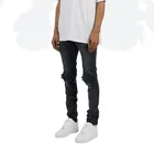 Skinny Jeans Designer Jeans Streetwear Distressed Knee Vintage Wash Stretch Skinny Fit Black Denim Jeans